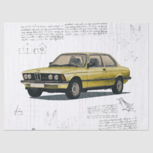 Altes klassisches BMW Auto Dekoupage Seidenpapier