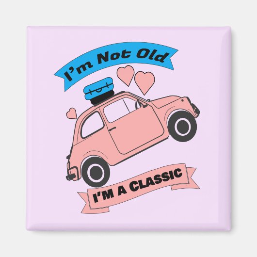 Altes klassisches rosa Auto Magnet (Vorne)