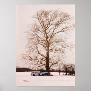 Altes klassisches Tanker-LKW Platanebaum Plakat