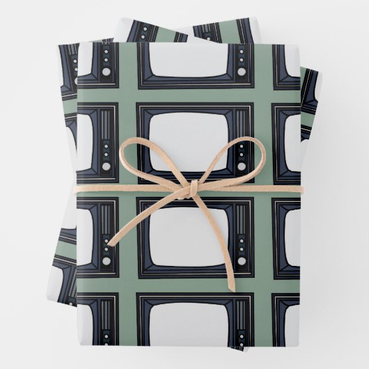 Altes klassisches TV-Muster im Fernsehen Geschenkpapier Set (Beispiel)