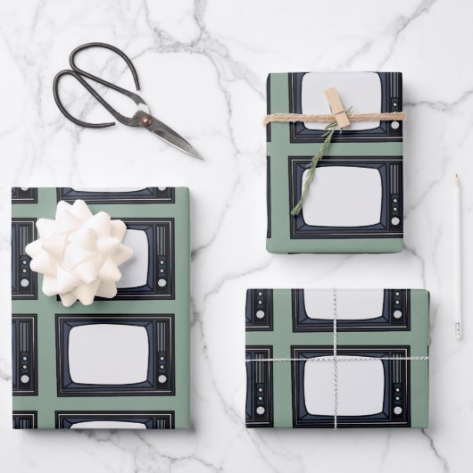 Altes klassisches TV-Muster im Fernsehen Geschenkpapier Set (Vorderseite)