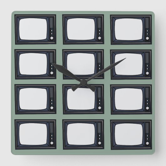 Altes klassisches TV-Muster im Fernsehen Quadratische Wanduhr (Vorderseite)