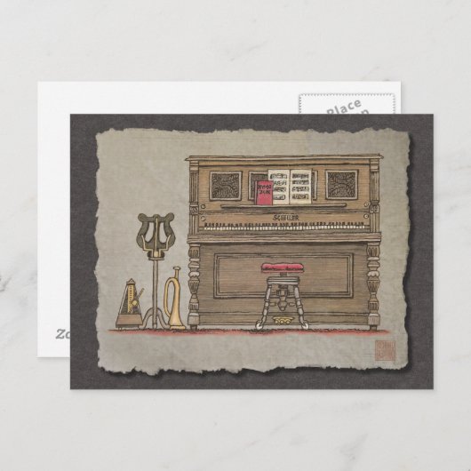Altes Klavier Postkarte (Vorne/Hinten)