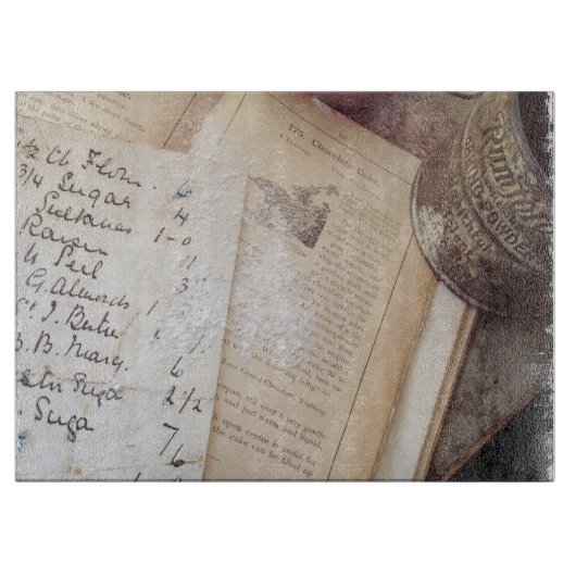 Altes Kochbuch- und Rezept-Schneidebrett Schneidebrett (Vorderseite)