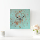 Altes Kupfer graviertes Pferd Quadratische Wanduhr (Zuhause)