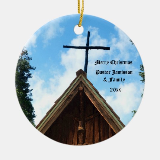 Altes Land Kirche, Pastor oder Priester Weihnachte Keramikornament (Vorne)