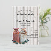 Altes Land Milch Dosen Haushalt Hochzeit rustikale Einladung (Stehend Vorderseite)