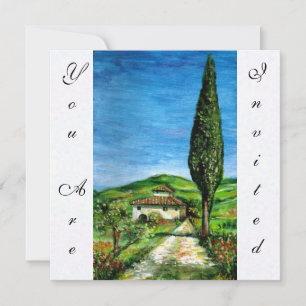 ALTES LANDHAUS IN CHIANTI, blau-grün-weiß Einladung