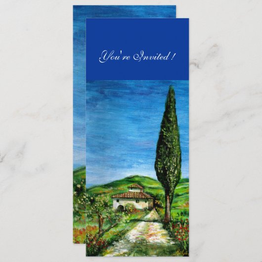 ALTES LANDHAUS IN CHIANTI, blau-grün-weiß Einladung (Vorne/Hinten)