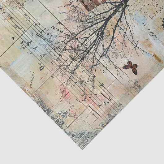 ALTES LANDWIRTSCHAFTSHAUS IM HERBST DECOUPAY SEIDENPAPIER (Ausschnitt)