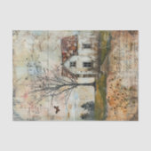 ALTES LANDWIRTSCHAFTSHAUS IM HERBST DECOUPAY SEIDENPAPIER (Vorderseite)