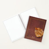 Altes Leder-Look-Journal mit Herbstblatt Notizblock (Innenseite)
