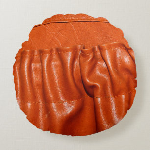 Altes Leder Vintage Kindersitz Details. Blau, verg Rundes Kissen