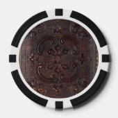 Altes Lederbuch fällt herunter Pokerchips (Vorderseite)