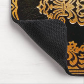 Altes ledernes Bucheinband-Schwarzes und Gold Mousepad (Ecke)