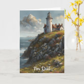 Altes Leuchtturm auf einer Felsklippe Geburtstag Karte (Gelbe Blume)