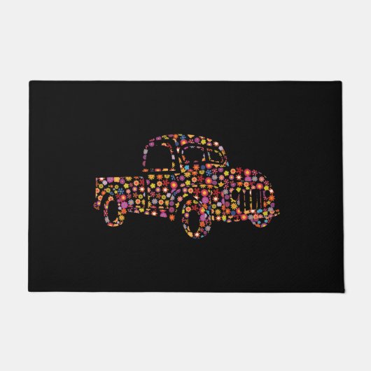Altes Lieferwagen LKW Blume Muster Fußmatte (Vorderseite)