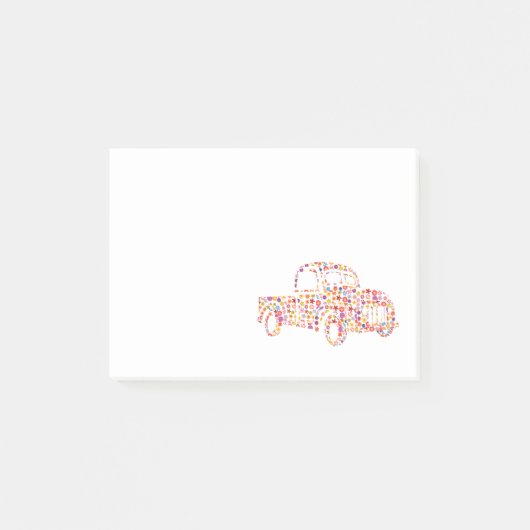Altes Lieferwagen LKW Blume Muster Post-it Klebezettel (Vorderseite)