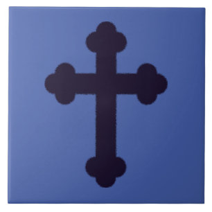 Altes lila christliches Kreuz Fliese