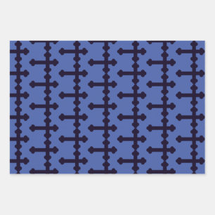 Altes lila christliches Kreuz Geschenkpapier Set