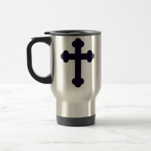 Altes lila christliches Kreuz Reisebecher
