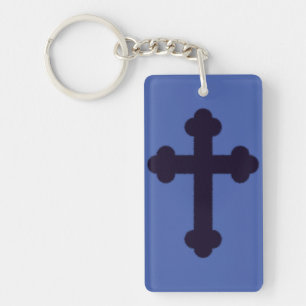 Altes lila christliches Kreuz Schlüsselanhänger