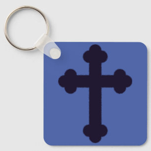 Altes lila christliches Kreuz Schlüsselanhänger