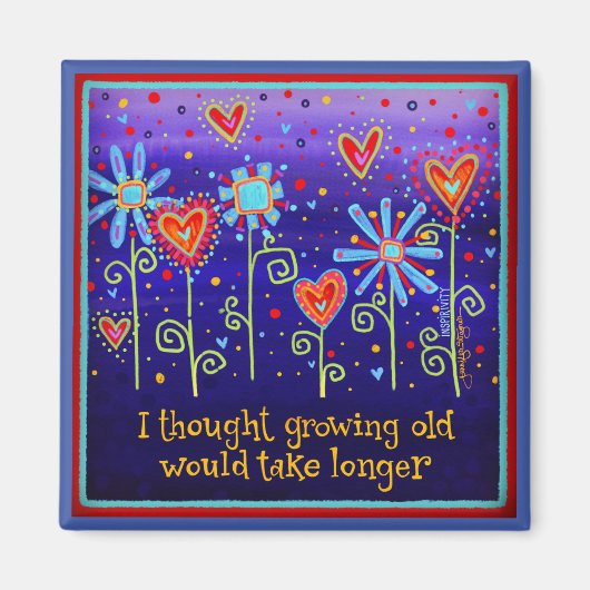 Altes Lila Zitat florale Herzen trendy Magnet (Vorne)