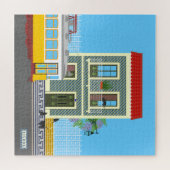 Altes Lissaboner Haus mit Katzen und gelber Straße Puzzle (Horizontal)