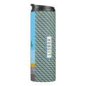 Altes Lissaboner Haus mit Katzen und gelber Straße Thermosbecher (Nach rechts gedreht)