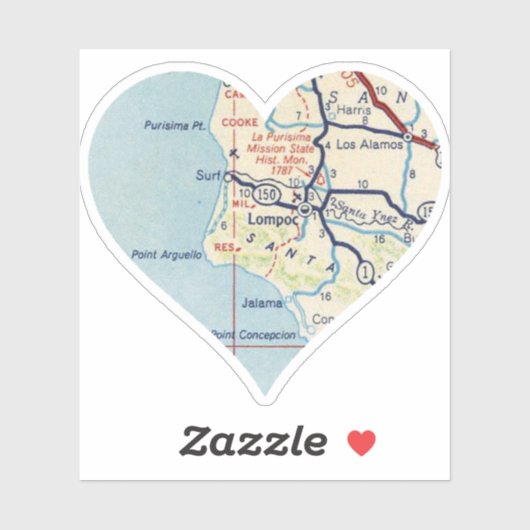 Altes Lompoc Kalifornien Karte Aufkleber (Blatt)