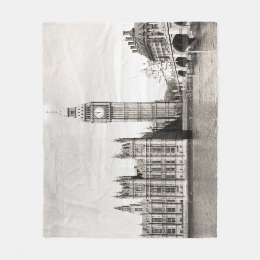 Altes London, schwarz und weiß. Fleecedecke (Vorderseite)