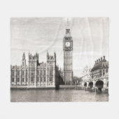 Altes London, schwarz und weiß. Fleecedecke (Vorderseite (Horizontal))