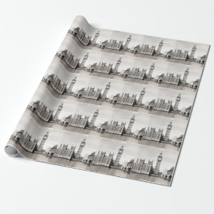 Altes London, schwarz und weiß. Geschenkpapier