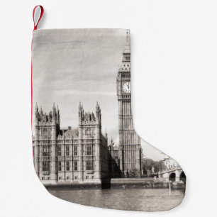 Altes London, schwarz und weiß. Kleiner Weihnachtsstrumpf