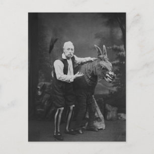 Altes lustiges seltsames Foto von Mann und Pferd Postkarte