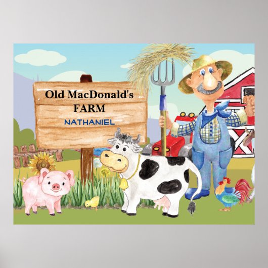 Altes MacDonald's E-I-E-I-E-I-I-O Farm Monogram Poster (Vorne)
