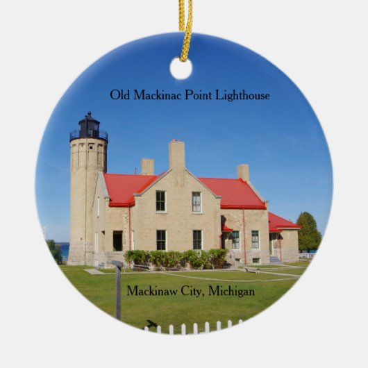 Altes Mackinac Point Leuchtturm-Ornament Keramik Ornament (Vorne)