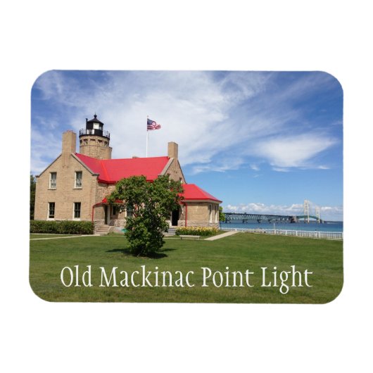 Altes Mackinac Point Licht, Mackinac Bridge Magnet (Horizontal)