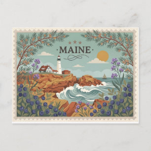 Altes Maine State Reiseküstenleuchtturm Feiertagspostkarte