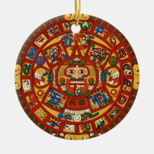 Altes Maya-Aztec-Symbol Keramik Ornament (Vorne)