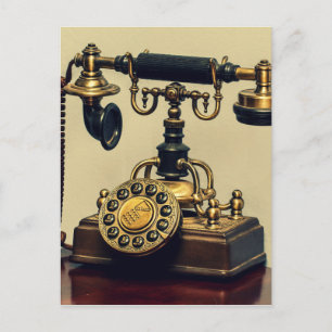 Altes Messing-Drehwählscheibentelefon Postkarte