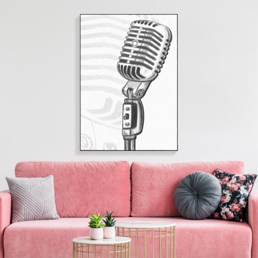 Altes Mikrofon Leinwand Köhler drucken (Insitu (Wohnzimmer))