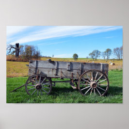 Altes Missouri Bauernwagen auf dem Hay Field Poster