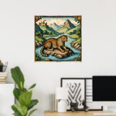 Altes mittelalterliches Leopard in Naturkunde Poster (Heimbüro)