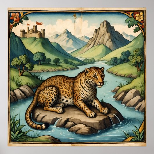 Altes mittelalterliches Leopard in Naturkunde Poster (Vorne)
