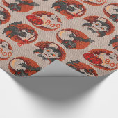 Altes Mode Halloween Imitat Kreuzstich Papier Geschenkpapier (Ecke)