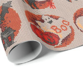 Altes Mode Halloween Imitat Kreuzstich Papier Geschenkpapier (Rolleneckpunkt)