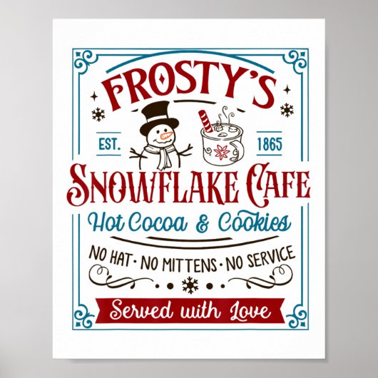 Altes modisches Frosty's Snowflake Café Coffee Lov Poster (Vorne)