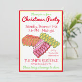 Altes modisches Ribbon Candy Weihnachts-Party Einladung (Stehend Vorderseite)